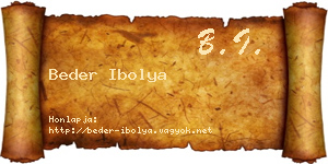 Beder Ibolya névjegykártya